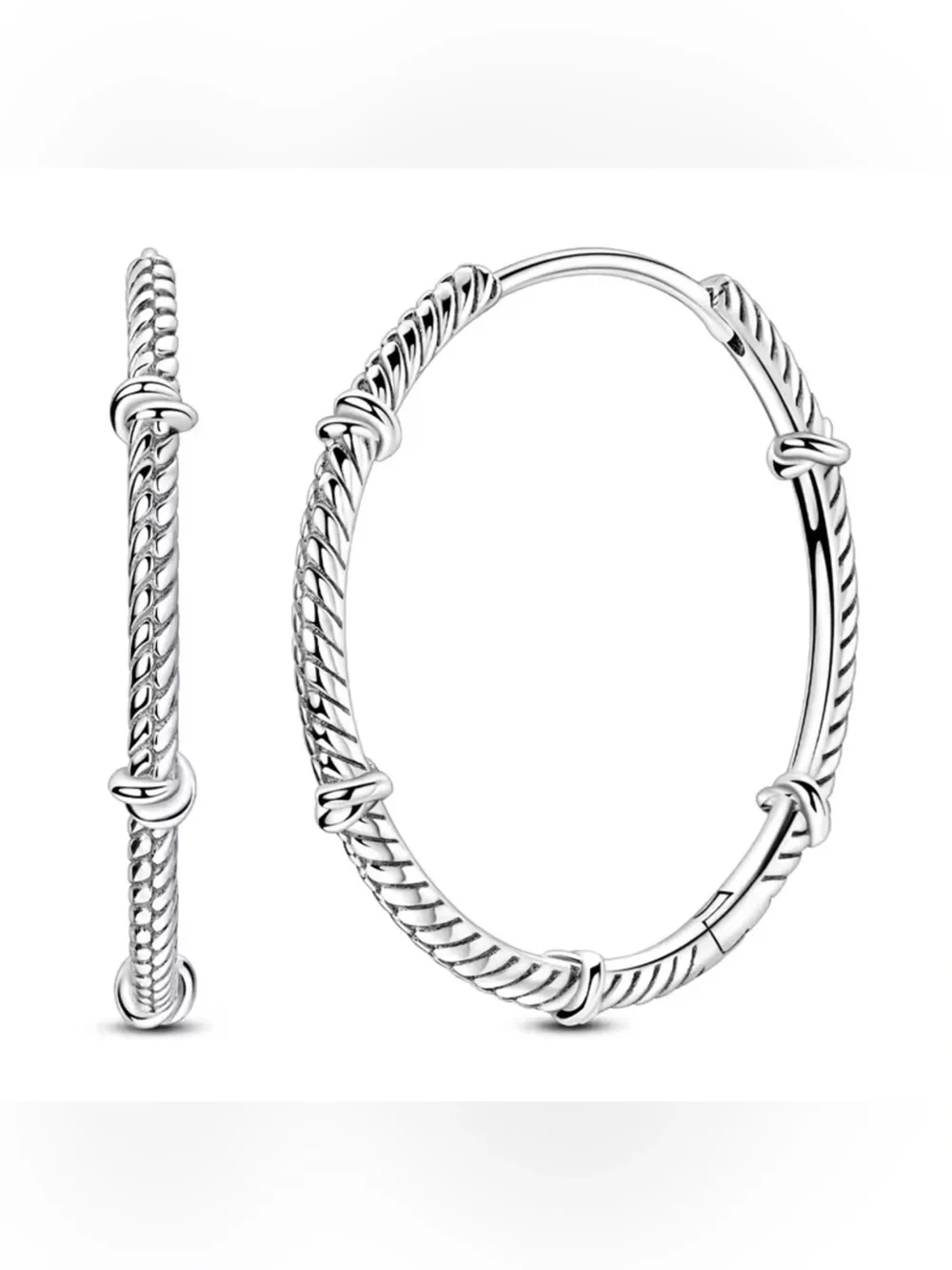 🌟🌟 S925 Sterling Silver Twisted Rope Hoop Earrings
